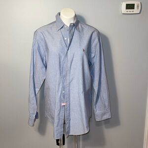 Ralph Lauren Long Sleeve Blue Oxford button Down shirt with multi color polo man